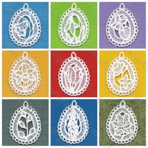 Easter FSL mini ornament embroidery design set 9+1