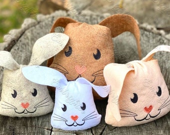 Easter bunny treat bag ITH machine embroidery design set (Digital Download)