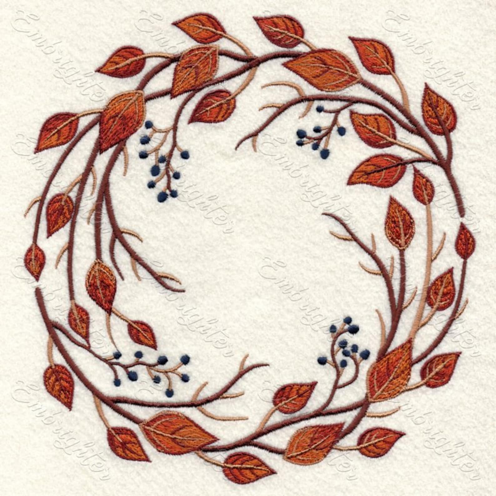 Autumn Leaf Wreath Embroidery Design in Two Sizes - Etsy