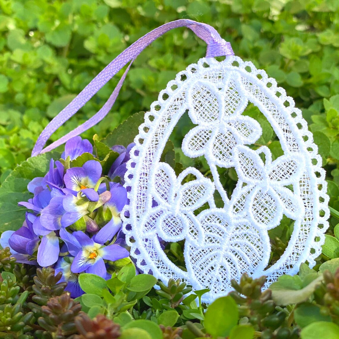 Easter Fsl Egg Shaped Ornament Set Machine Embroidery Design Etsy