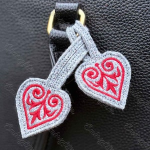Entwined Hearts - ITH Bag Charm / Keychain Embroidery Design