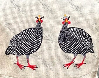 Guinea fowls machine embroidery design set