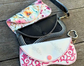 Glasses case ITH embroidery design set – flap closure