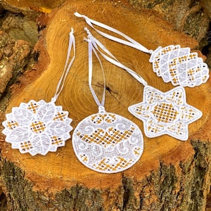 FSL gold weiße Weihnachts Ornament Stickdatei Set
