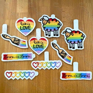 Rainbow pride ITH keychain machine embroidery design set