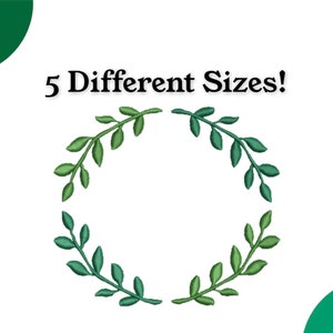 Design de bordado de guirlanda - Design digital de borda de folha - Design de bordado à máquina - Arquivo de patch de monograma - Design de bordado estético