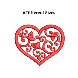 Heart Embroidery Design - 4x4 hoop - Floral Machine Embroidery design - Heart flower patch file - Vines Machine Design - Heart patch