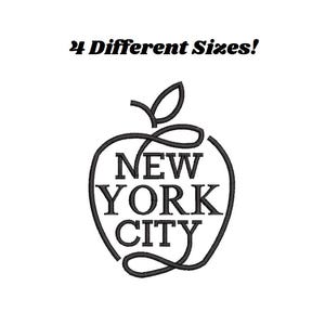 New York City Apple Embroidery Design - I Love New York Logo Outline Digital Design -Machine Embroidery design - NYC apple patch file