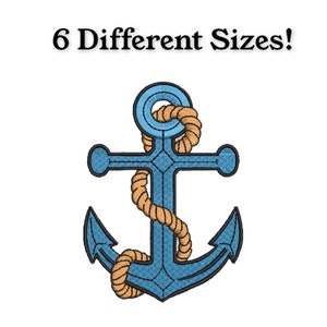 May include: Blue anchor with a brown rope wrapped around it. The anchor is a nautical symbol and is often used in decorative items.