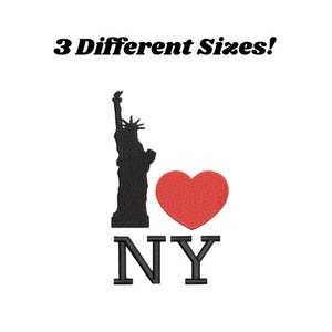 I Love New York 刺繍デザイン - ニューヨーク市のロゴアウトライン デジタルデザイン 機械刺繍デザイン - NYC パッチファイル 自由の女神像 NY