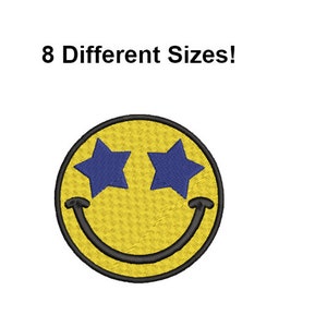 Smiley Face Embroidery Design - Star Digital Design - Stars Machine Embroidery designs - patch file - Smiley Face design