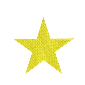 May include: A yellow five-pointed star with a textured surface.