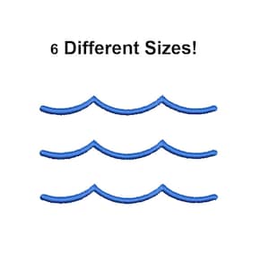 Water Embroidery Design - Ocean Digital Design - Waves Machine Embroidery design - patch file - cool embroidery design - water line art