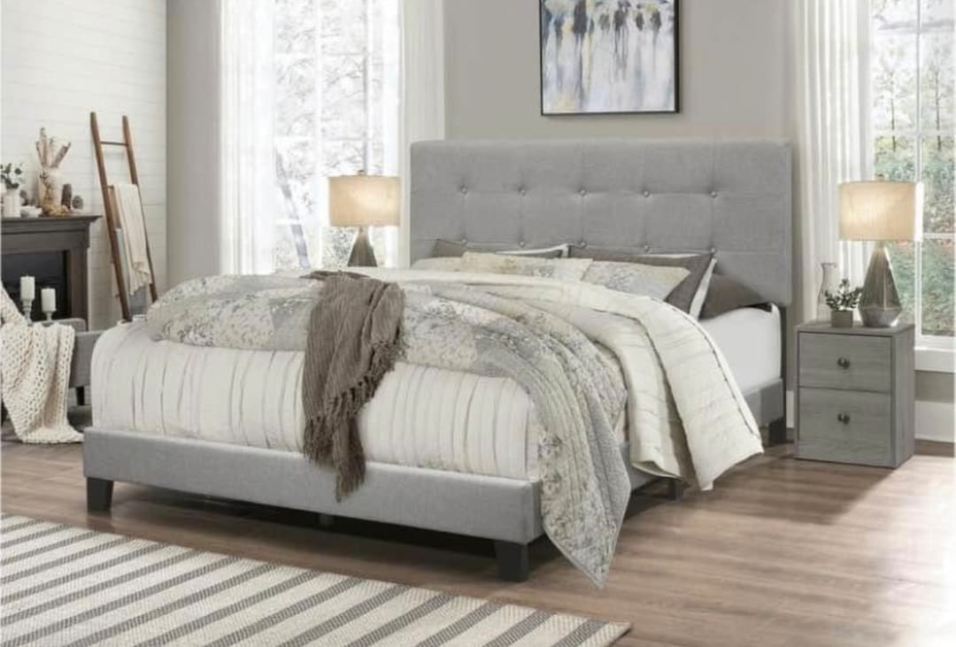 King Size Bed Frame & Headboard Set NEW Upholstered Panel - Etsy