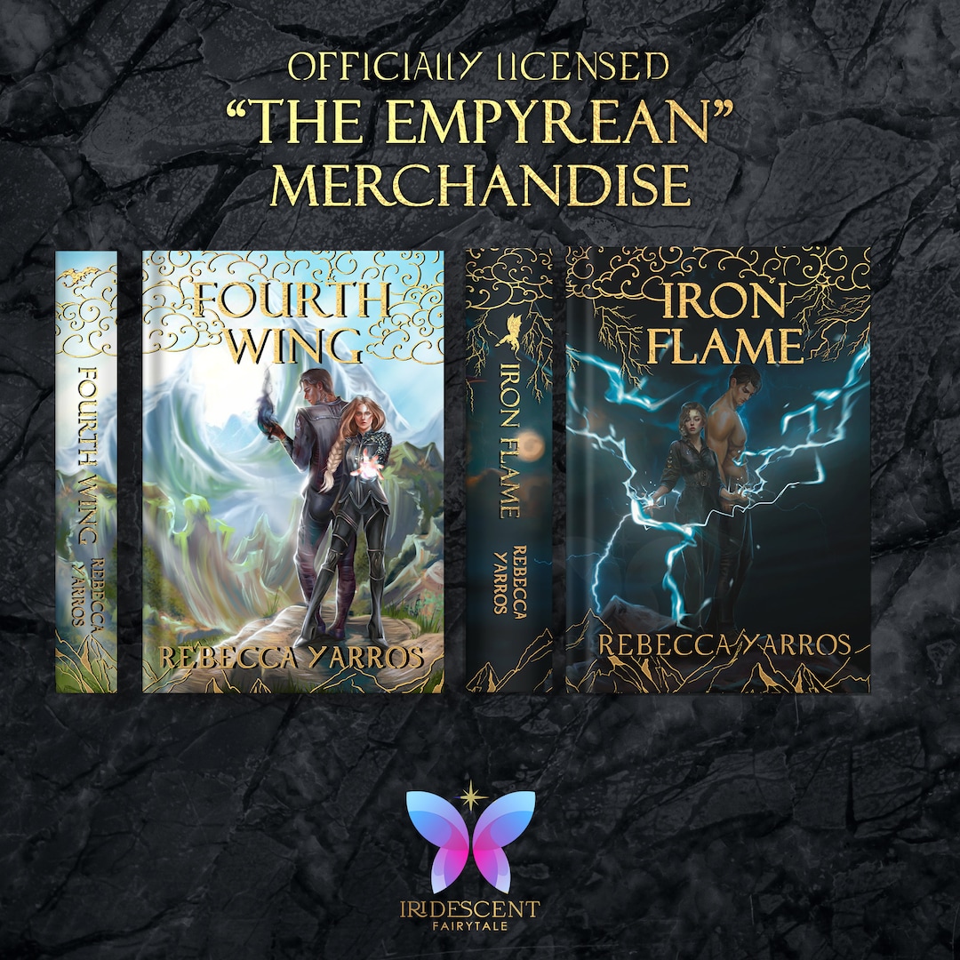 Licensed Fourth Wing & Iron Flame by Rebecca Yarros the Empyrean Bright Gold Foiled Dust Jacket
