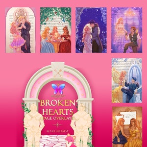 HARDCOVER Broken Hearts 7 Page Overlays Set - Once Upon a Broken Heart The Ballad of Never After A Curse for True Love Vellum Scenes Caraval