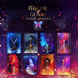 READ LISTING: Throne of Glass Bright Gold Foiled Dust Jacket | Crown of Midnight, Heir Fire, Queen Shadows, Empire Storms, Kingdom of Ash