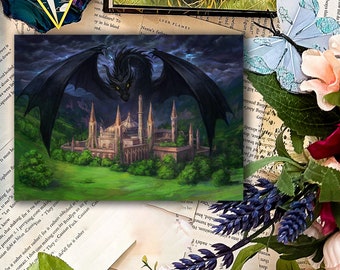 Tairn Over Basgiath Print - Officially Licensed Fourth Wing The Empyrean Series by Rebecca Yarros Merchandise