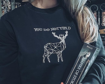 Felpa ricamata "Non cedere" / Felpa unisex biologica con licenza ufficiale Sarah J Maas "Trono di vetro"
