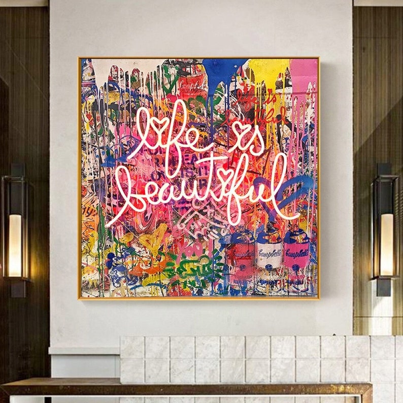 Life is Beautiful Canvas Wall Art Graffiti Art Poster Only Etsy