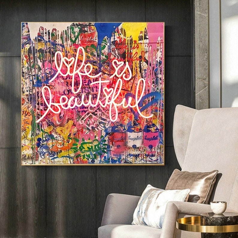 Life is Beautiful Canvas Wall Art Graffiti Art Poster Only Etsy