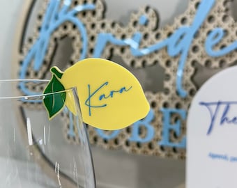 Amalfi Lemon Acrylic Drink Tags | Name Table Number Personalized Custom Place Champagne Flute Cocktail Charm Hens Birthday La Dolce Vita