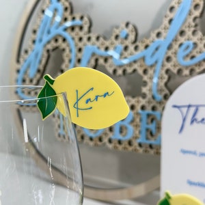 Amalfi Lemon Acrylic Drink Tags | Name Table Number Personalized Custom Place Champagne Flute Cocktail Charm Hens Birthday La Dolce Vita