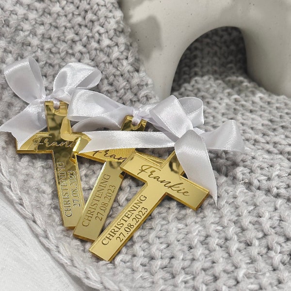 Acrylic Baptism Favour | Personalised Custom Favor Bomboniere Gift Tag Silver Rose Gold Christening Baptism Communion Confirmation Sacrament