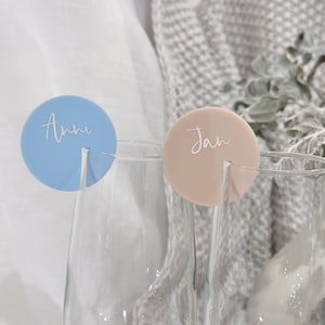 Acrylic Drink Tag | Personalized Custom Place Card Champagne Flute Cocktail Charm Silver Rose Gold Wedding Engagement Hens Birthday Initial