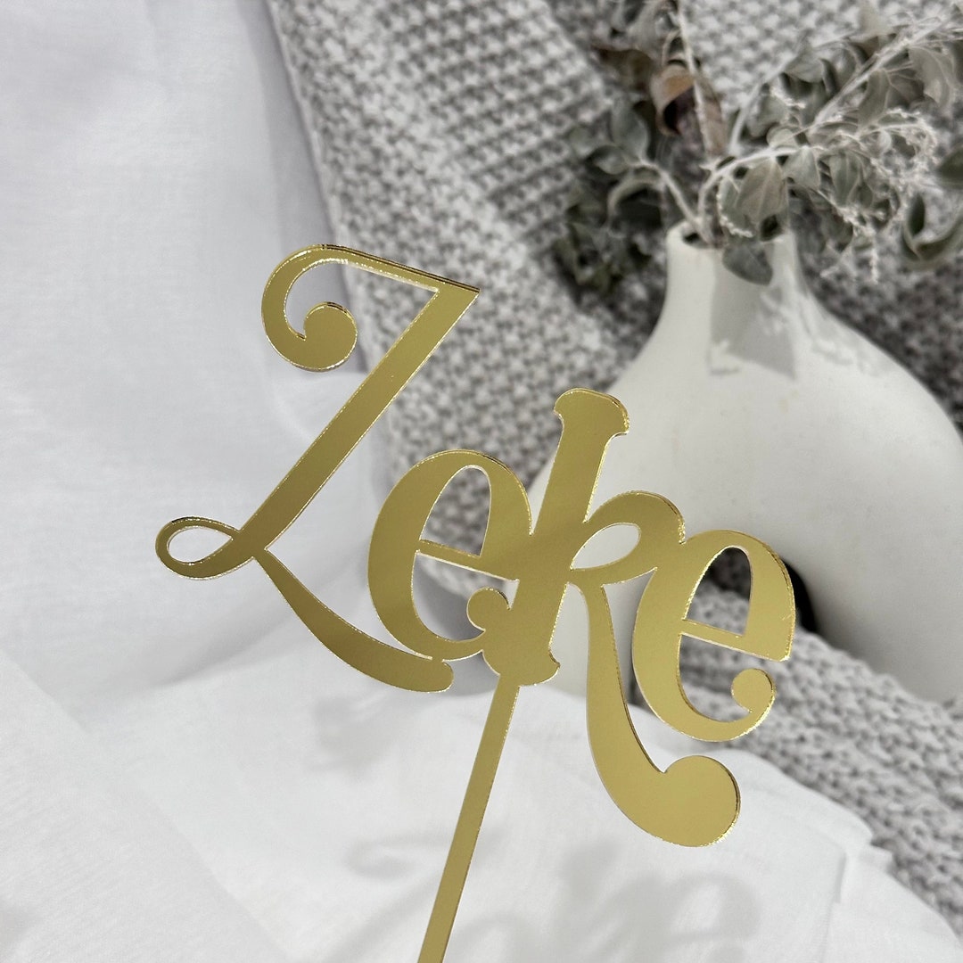 Single Name Acrylic Cake Topper | Decor Modern Groovy Retrro Vintage ...