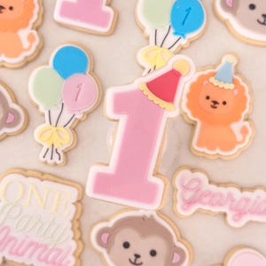 Numer jeden z stemplem i foremką do ciastek w kształcie czapki imprezowej | Wytłaczarka do fondantu z okazji pierwszych urodzin „Fun to be Wild Party Animal”