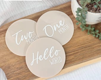Set of 13 Baby Acrylic Milestone Cards | Baby milestone cards Baby shower gift newborn gift baby arrival photo props months hello world sign