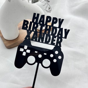 Video Game Controller Happy Birthday Cake Topper | Acrylic Cake Children’s Adults Party Kids Gamer Console Gaming Royale Age Fortnight