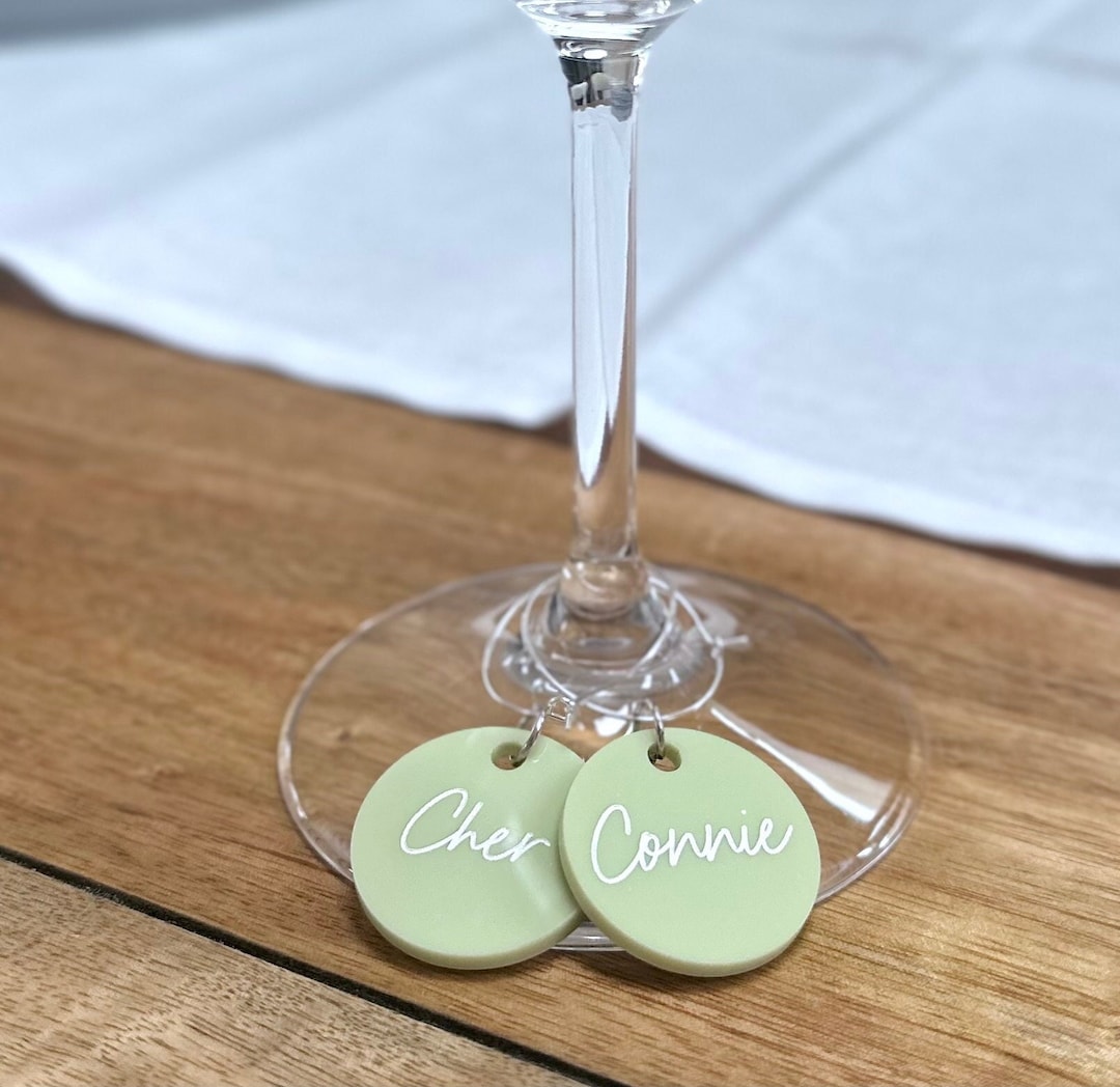 Acrylic Drink Charm | Personalized Custom Place Card Champagne Flute ...