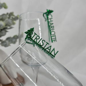Drinkclip kerstboom | Acryl Gepersonaliseerde aangepaste plaatskaart champagne wijnkaartje bedel zilver roségoud bruiloft kerst kippen verjaardag