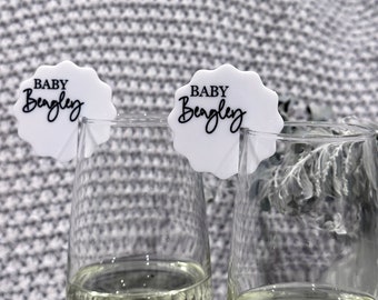 Wavy Acrylic Drink Tag | Personalized Personalised Custom Seating Chart Place Card Champagne  Cocktail Charm Silver Rose Gold Wedding  Hens