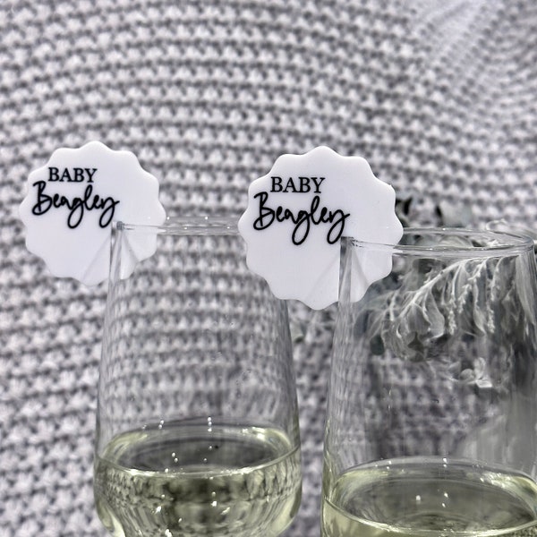 Wavy Acrylic Drink Tag | Personalized Personalised Custom Seating Chart Place Card Champagne  Cocktail Charm Silver Rose Gold Wedding  Hens