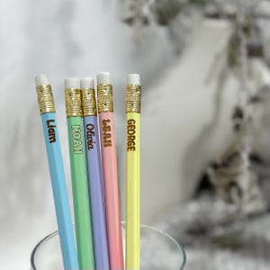 Personalised Pencils | Custom Pencils Individual Set of 5 10 30 Pastel Colours Back to School Teacher Graduation Christmas Students gifts