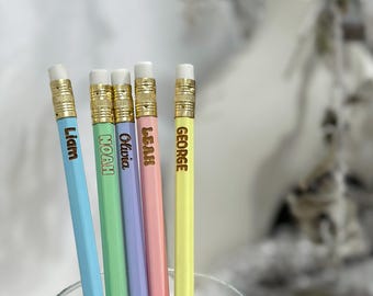 Personalised Pencils | Custom Pencils Individual Set of 5 10 30 Pastel Colours Back to School Teacher Graduation Christmas Students gifts