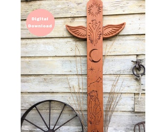 CNC Router Design, wood carved totem pole, VCarve - Illustrator - Inkscape software files, Ursa Major, Big Dipper, Digital download