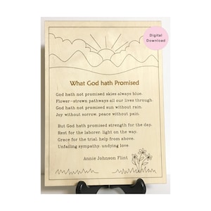 Was Gott versprochen hat, SVG-Design/Muster zum Lasergravieren, Inspiration, Poesiekunst, Annie Flint, Erstellen Sie achtsame Geschenke. Digitaler Download.