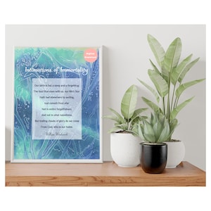 Intimations of Immortality printable wall art, William Wordsworth Ode, Inspirational poetry, Original watercolor print, Quotes about life