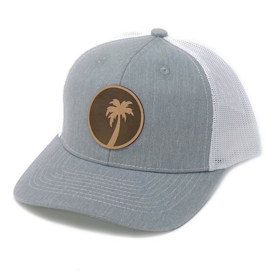 LINDO Palm Tree Trucker Hat - Structured Mesh Back Hat, Adjustable Snap Closure, Beach & Summer Style
