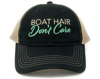 Boat Hair Don’t Care Hat (Black), Lake Hair Cap, Trucker Hat for Women, Baseball Hat