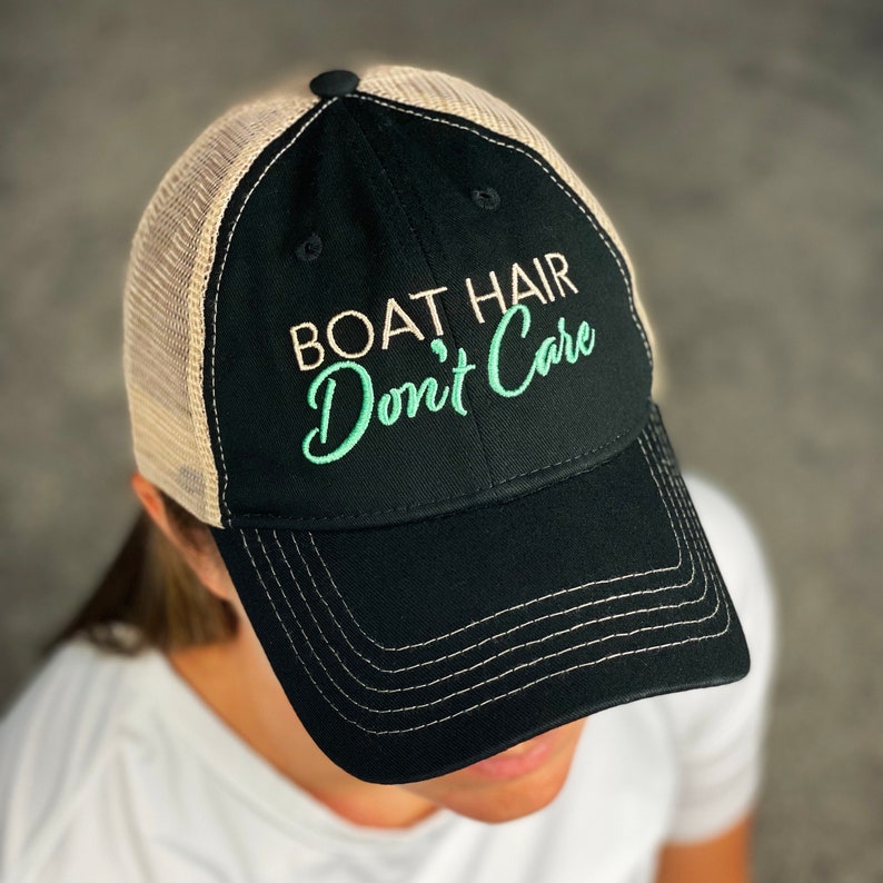 Boat Hair Dont Care Hat black, Lake Hair Cap, Trucker Hat for Women