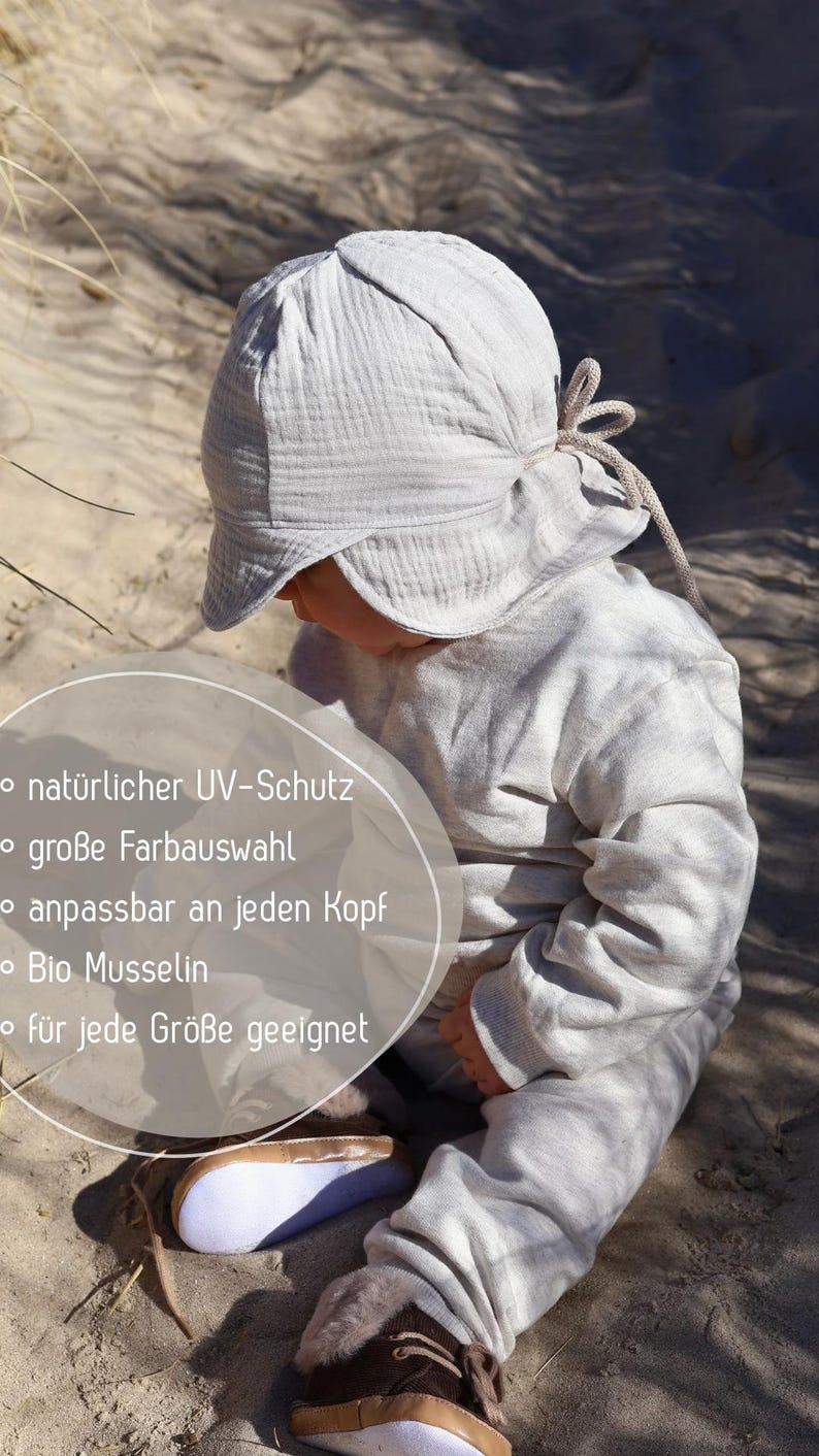 Children's muslin summer hat | Muslin hat | Summer hat | Sun hat image 2