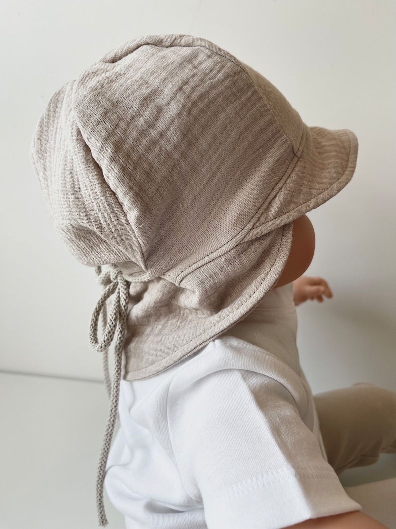 Summer hat made of muslin for children Muslin hat Summer hat Coneflower image 4