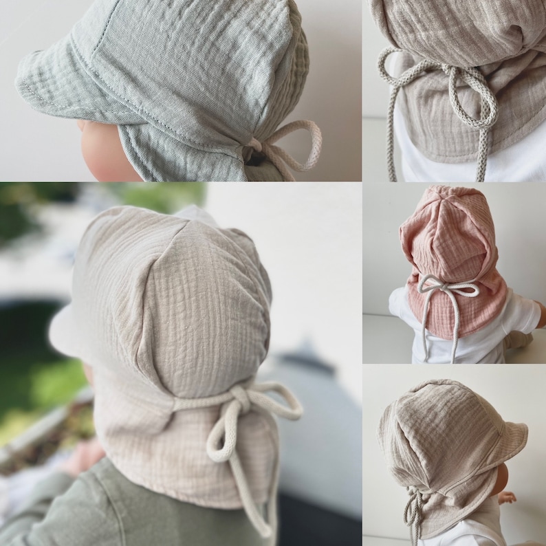 Summer hat made of muslin for children Muslin hat Summer hat Coneflower image 1