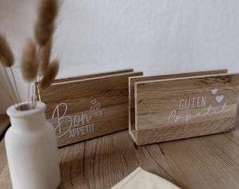 Serviettenhalter aus Eiche | Personalisierter Serviettenhalter | Homedecor | Esstisch Dekoration | Interior Design