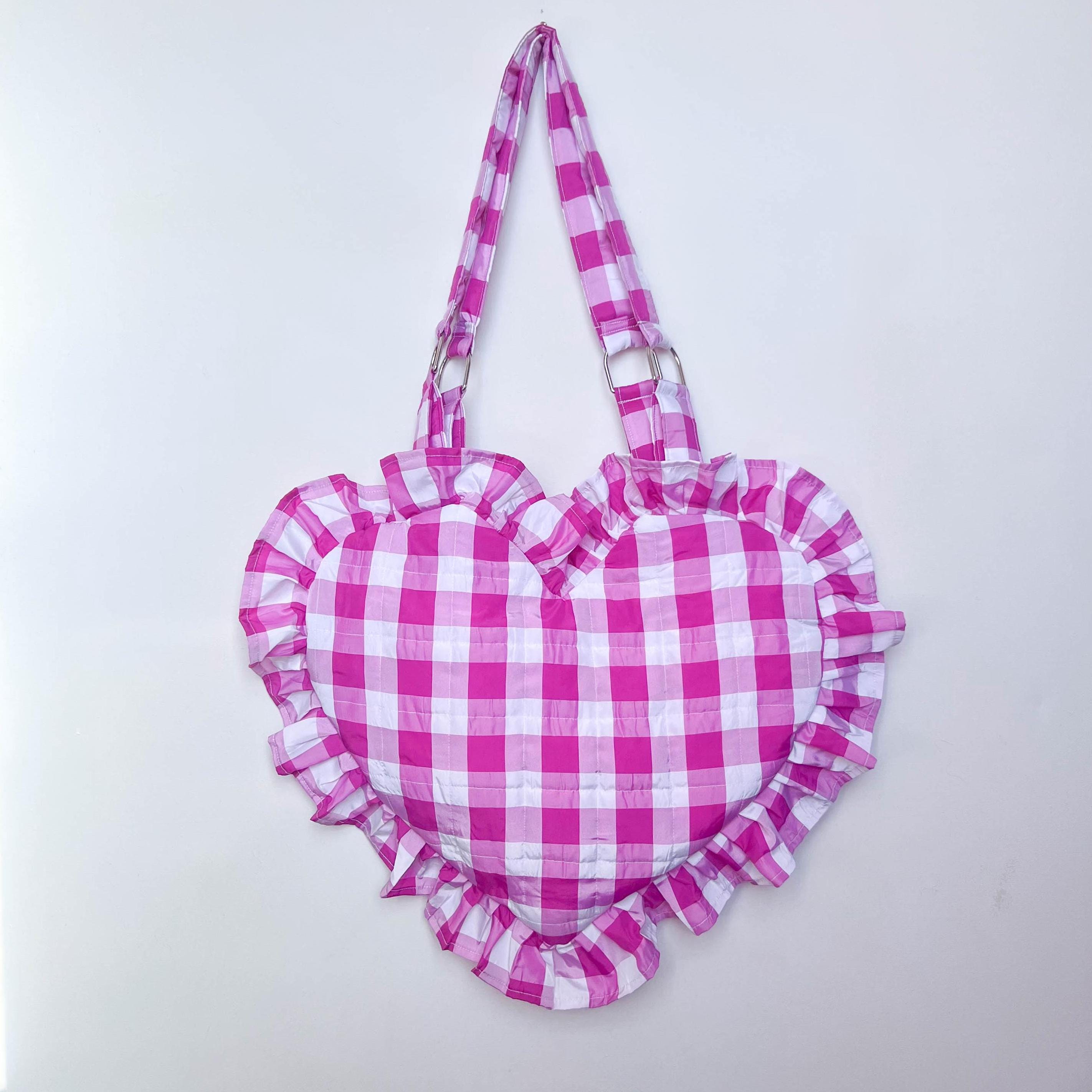 OVERSIZED HEART FRILL EDGE TOTE PINK PORTO